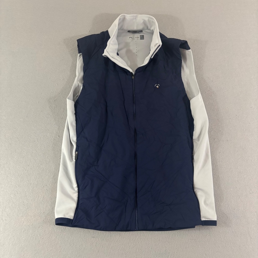 KJUS Mens Bluejack National Golf Vest Navy Gray Full Zip XL 54 Regular Fit